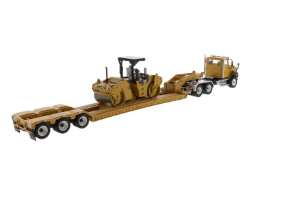Cat CT660 тягач с XL120 низкорамным HDG полуприцепом и катком Cat CB-534D XW 1:50