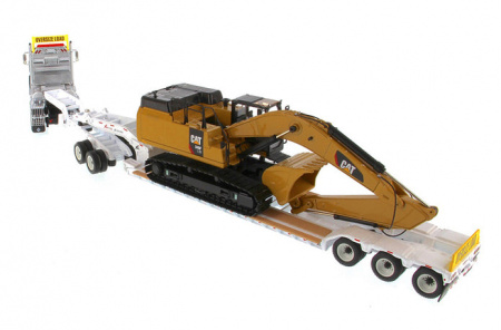 International HX520 Tandem тягач + XL 120 HDG трейлер outriggers с Cat349F L XE гидравлическим экска
